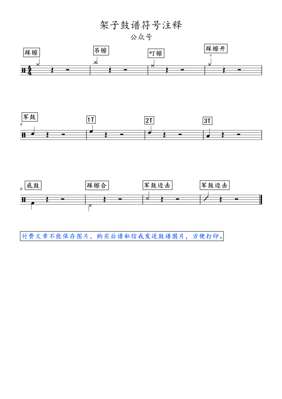 小虎鼓谱《公众号鼓谱符号注释》鼓谱 - 架子鼓谱